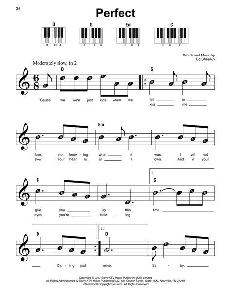 perfect piano sheet  easy