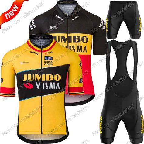 team jumbo visma  wielertrui belgische kampioen fietskleding set wout van aert wielerkleding
