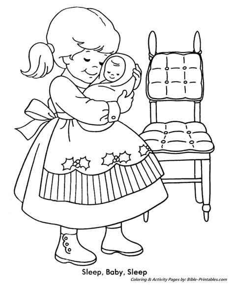 christmas kids coloring pages girl holding   baby