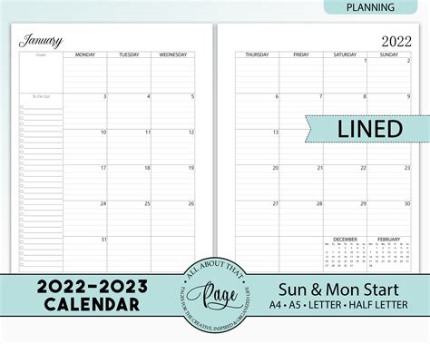 printable monthly calendar letter and a4 size paper paper party