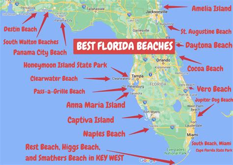 map florida panhandle beaches show   united states  america map
