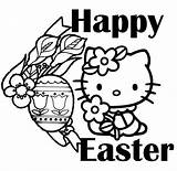 Easter Hello Coloring Kitty Pages Happy Color Print Colouring Kids Paques Printables sketch template