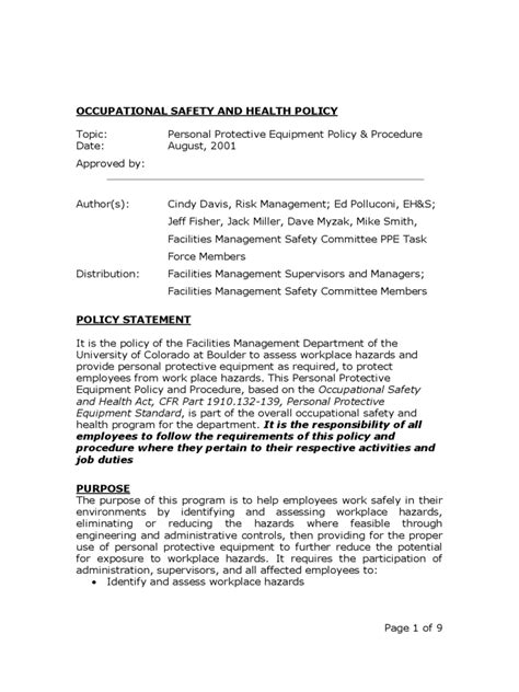 Health And Safety Statement Template Pdf Template