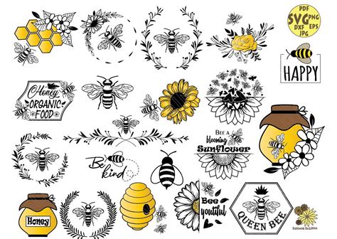 flower bee svg bundle bees honey sunflower svg honeybee svg etsy