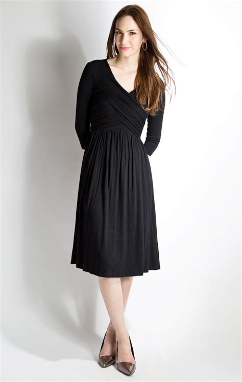 party at midnight modest dress in black with 3 4 sleeves
