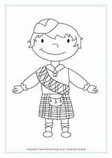 Coloring Colouring Pages Boy Scottish Scotland Girl Kilt Standing Map Template Flag St Boys Getcolorings Getdrawings Templates Printable sketch template