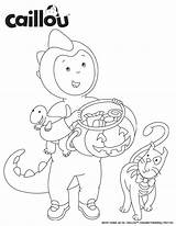 Coloring Caillou Pages Print Sheets Dinosaur Printable Color Halloween Fun Trick Treating Sheet sketch template