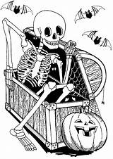 Skeleton Halloween Printable Coloring Pages Chest Hidden Adults Adult Coffer Color Popsugar sketch template