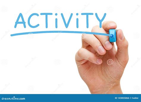 word activity handwritten  blue marker stock photo image