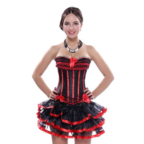 2017 New Stripe Satin Corset Corsage Carnival Dress Halloween Costume