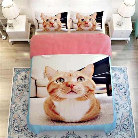oil cute kids cat bed sheetpc duvet cover  filler