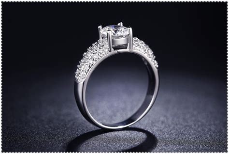 white gold plated cz diamond ring fashion design store