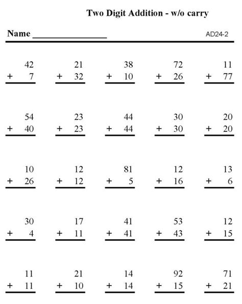 bluebonkers printable math addition sheets addition  digit numbers p
