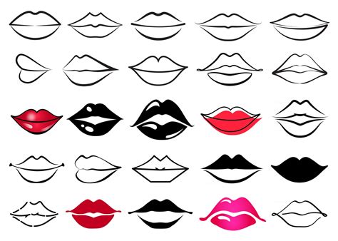 vector lips collection set of lips logo symbol sign isolated on