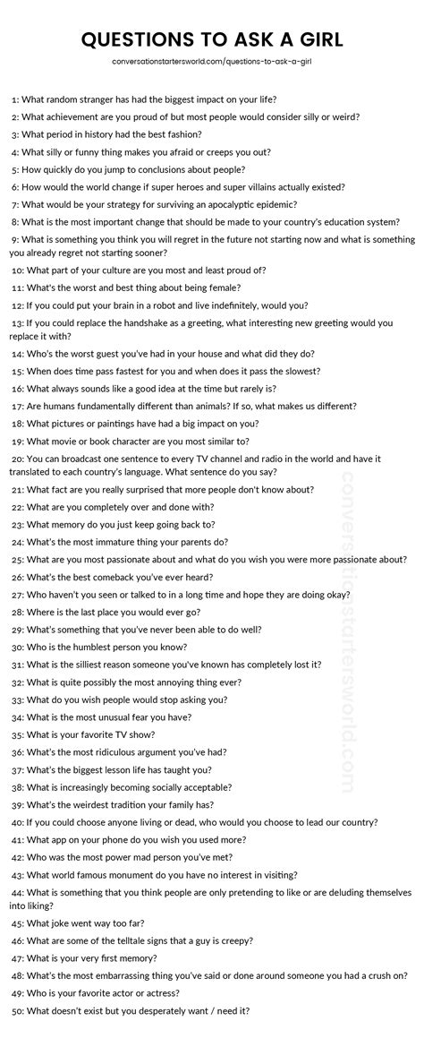 200 Questions To Ask A Girl The Only List Youll Need