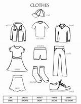 Coloring Vocabulary English Clothes Worksheet Pages Words Color Kindergarten Choose Board Basic sketch template