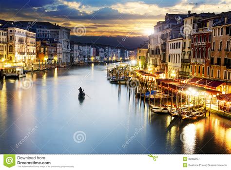 Grand Canal At Night Venice Editorial Photography Image