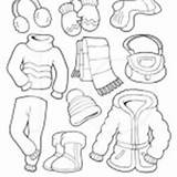 Coloring Clothes Winter Pages Coat Hat Mittens Boots sketch template