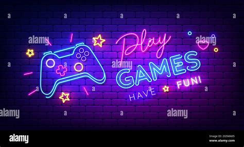 play games  fun neon sign  game pad bright signboard light