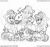 Girl Camp Singing Fire Scouts Around Clipart Boy Illustration Vector Drawing Royalty Visekart Getdrawings sketch template