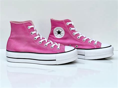 custom dyed pink converse  star high top lift platform etsy