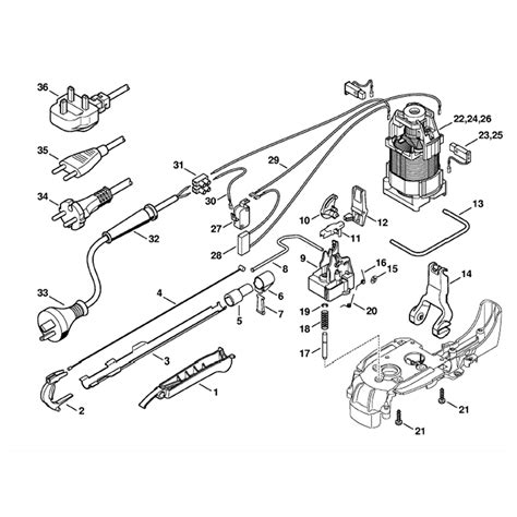 stihl hse  electric hedgetrimmer hse  parts diagram electric motor