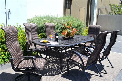 piece outdoor dining set cast aluminum patio furniture venice