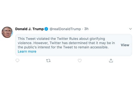 twitter restricts  trump tweet  glorifying violence  verge