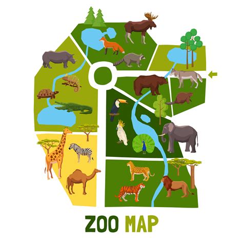 cartoon zoo map  animals  vector art  vecteezy