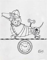 Drawing Steampunk Clockwork Dog Dachshund Coloring Animals Tattoo Gears Pages Deviantart Wind Wip Getdrawings Bird Weenie Sprockets Sketches Choose Board sketch template