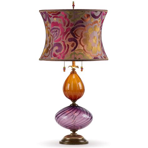 Kinzig Design Natasha Table Lamp Purple And Copper Blown Glass Base