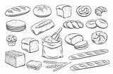 Pita Bagel Pretzel Croissant Ciabatta Muffin Rye Baguette sketch template