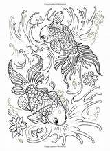 Coloring Pages Fish Adults Koi Adult Tattoo Mandala Book Coloriage Books Mer Printable Animal Asian Amazon Munden Oliver Waterhouse Jo sketch template