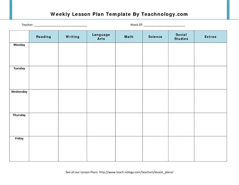 search results   blank weekly lesson plan template calendar