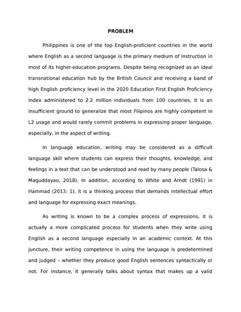 problem research problem philippines     top english
