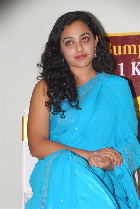 Nithya Menon In Blue Saree At Event