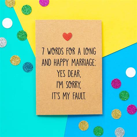 funny wedding card  words   long  happy marriage funny