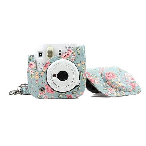 Blue Rose Leather Camera Bag For Fujifilm Instax Mini 8 9 Polaroid 300