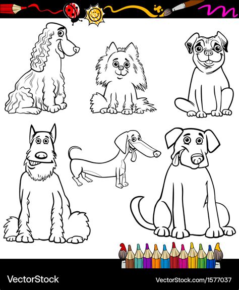 cartoon dog breeds coloring page royalty  vector image