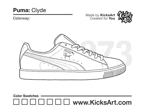 puma clyde sneaker coloring pages created  kicksart