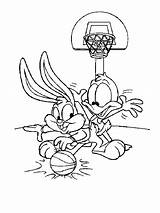Daffy Duck Basketball Bunny Coloring Bugs Looney Tunes Pages Baby Disney Playing Kids Sketches Colouring Sports Drawings Bug Books Toons sketch template
