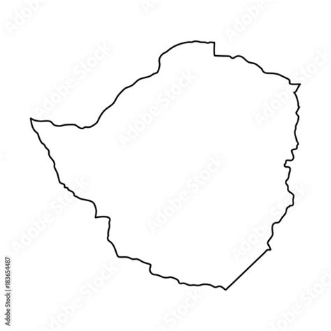 Zimbabwe Map Of Black Contour Curves On White Background Of Vector