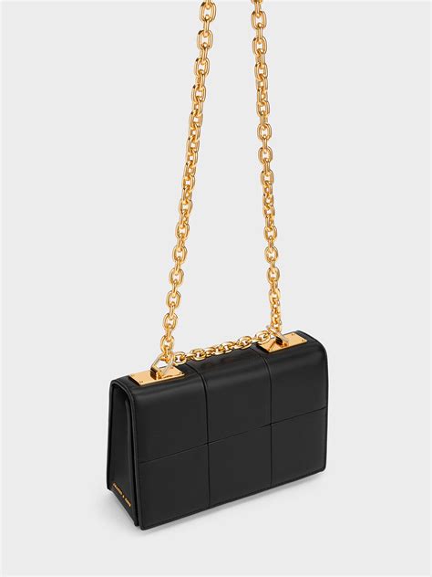 black georgette chain handle bag charles keith uk