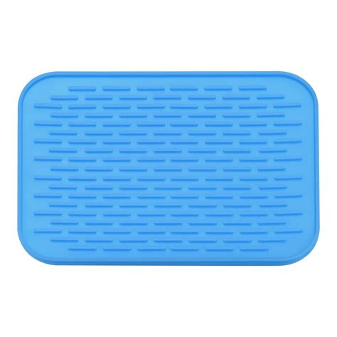 unique bargains silicone dish drying mat  sink drain pad blue