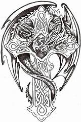 Celtic Dragon Deviantart Tattoo Cross Designs Tattoos Patterns Crosses sketch template