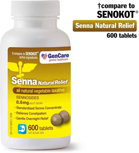 Senna Laxative 600 Tablets By Gencare – Senna 8 6mg Tablets With Free