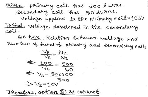 transformer  primary   turns  secondary   turns  volts  applied