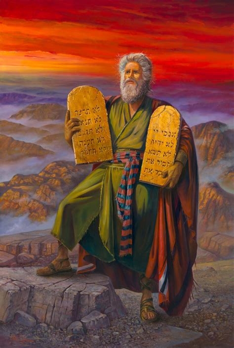 painting  commandments   moses  mount sinai alex levin