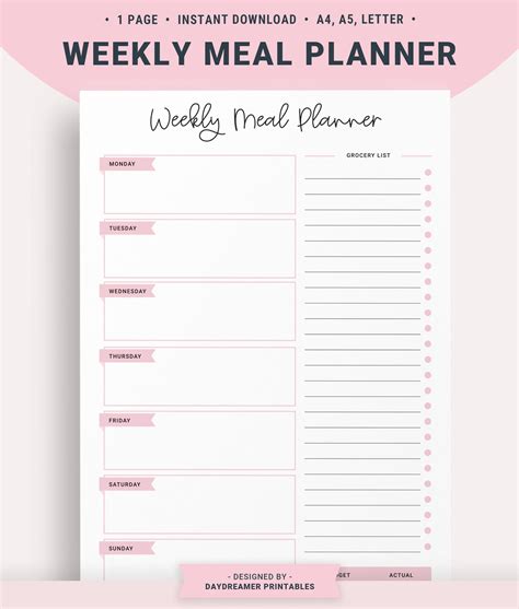 food diary food diary weekly meal planner instant digital
