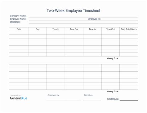 employee   week template